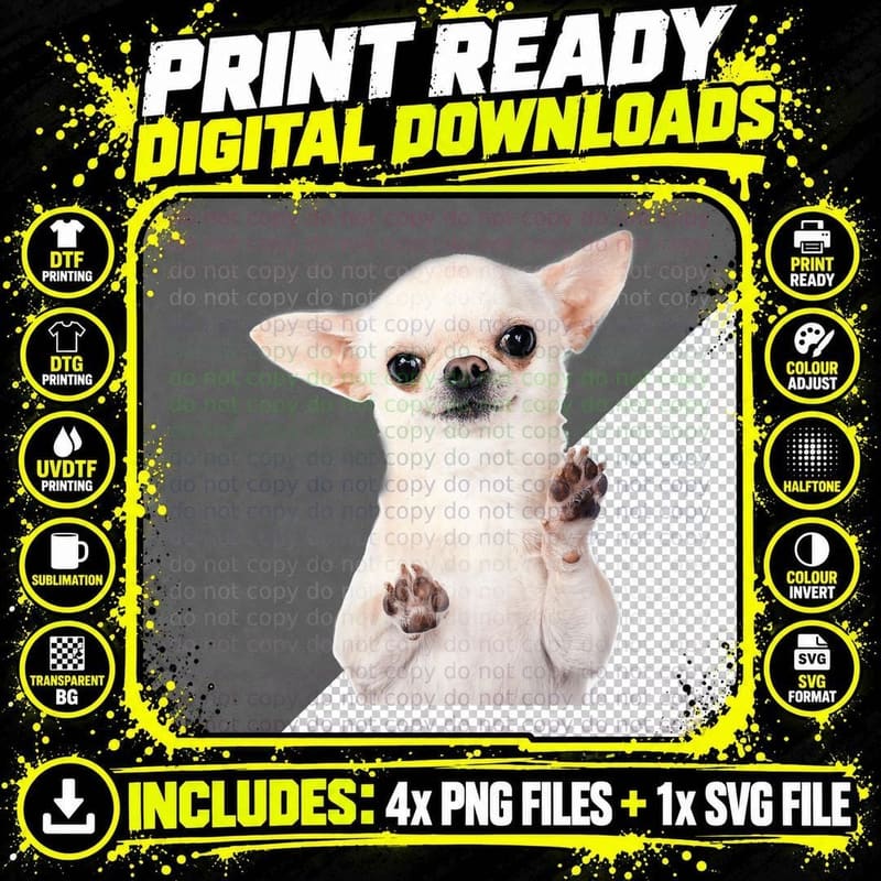 Cute Little Chihuahua Puppy Dog Face for Pet Owners Png SVG Digital Bundle
