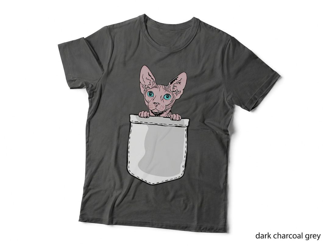 Cute Sphynx Cat in Pocket Hairless Cat Lover Pet Sphynx T-Shirt