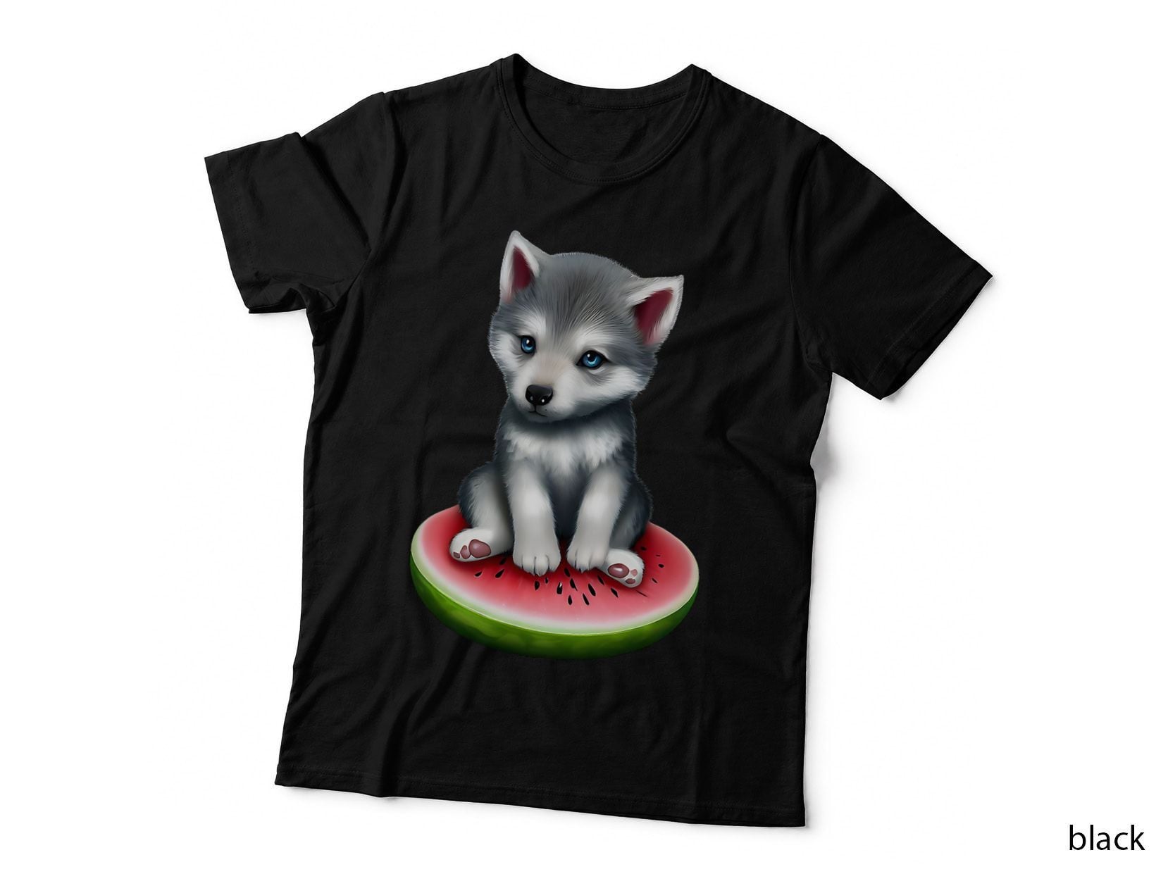 Cute Watermelon Wolf, Summer, Fruit, Animal Print, Unisex Fashion, Fun T-Shirt