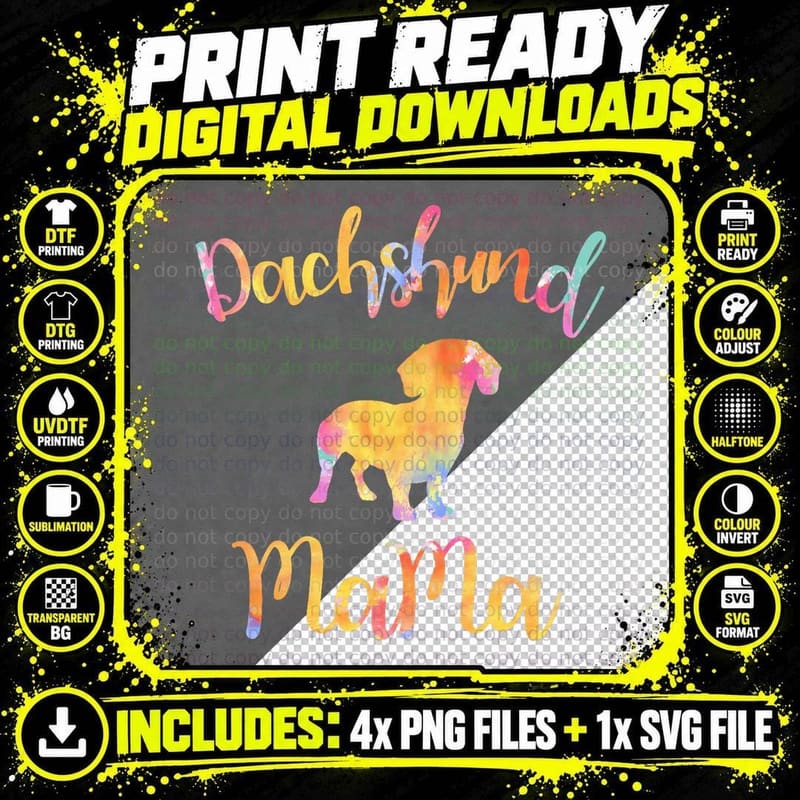Dachshund Mama Sausage Dog Lover Mother's Day Png SVG Digital Bundle