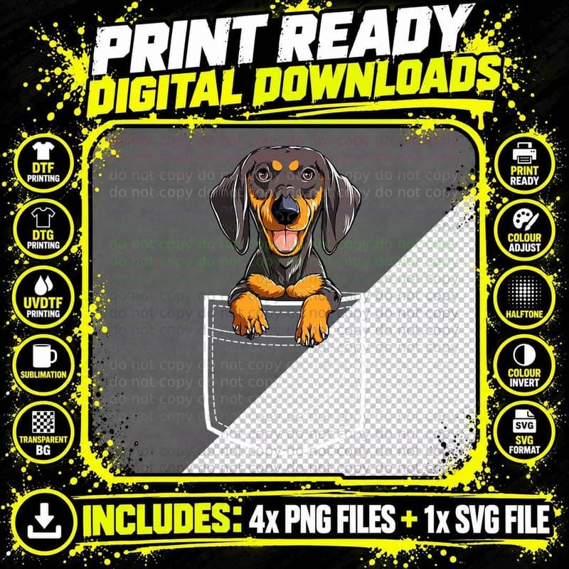 Dachshund in Your Front Pocket T Shirt Dog Puppy Gifts Png SVG Digital Bundle