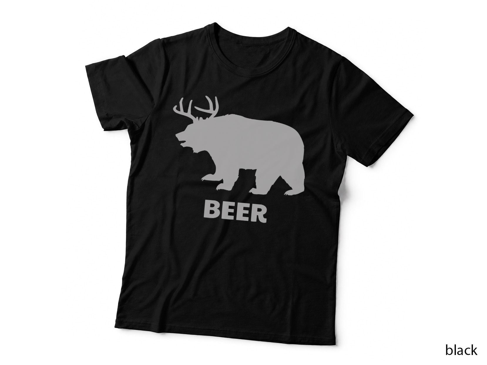 Deer Antlers + Grizzly Bear = Beer, Funny Hunting Drinking T-Shirt