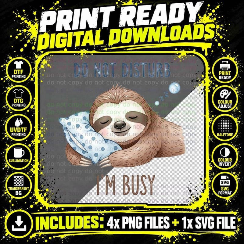 Do Not Disturb I'm Busy Sarcastic Animal T-Shirt Png SVG Digital Bundle