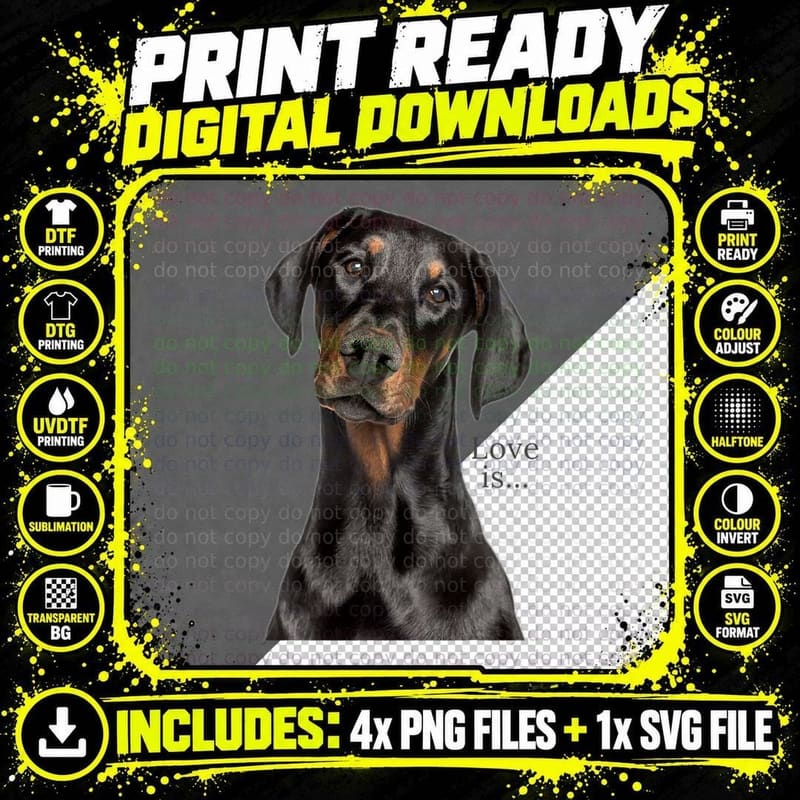 Doberman Shirt Doberman Pinscher Dog Mom Dad Love Pet Png SVG Digital Bundle