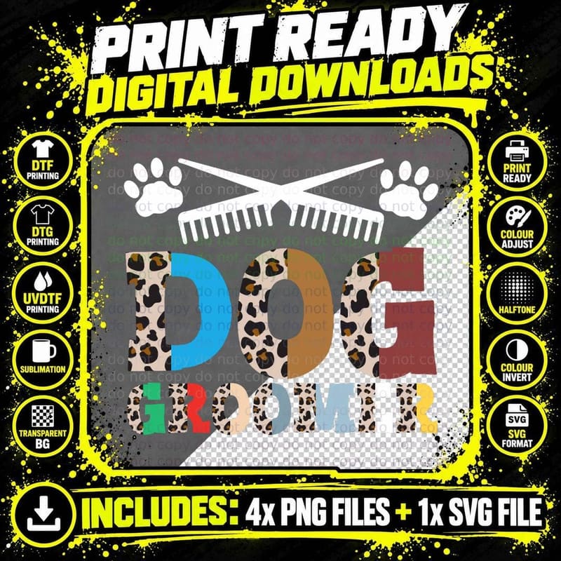Dog Groomer Pet Grooming Fur Artist Animal Stylist Png SVG Digital Bundle
