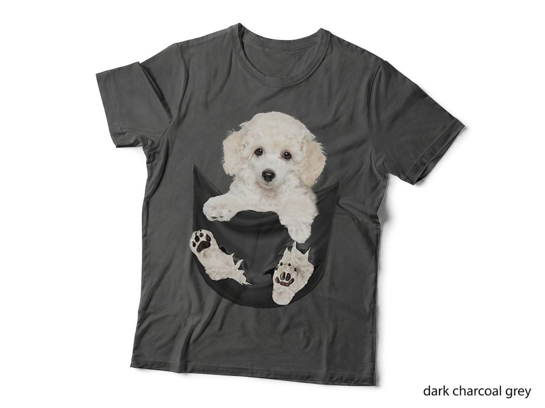 Dog Lovers Gifts White Poodle in Pocket Funny Dog Face T-Shirt