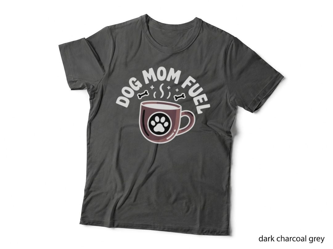 Dog Mom Fuel Funny Mama T-Shirt, Coffee Mug with Paw Print Graphic Tee