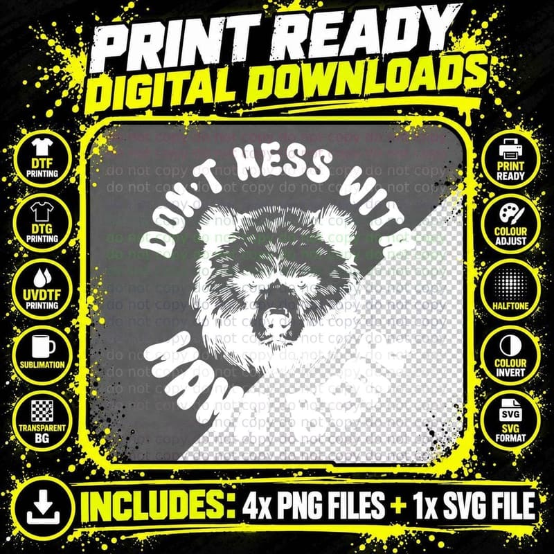 Don't Hess with Mama Bear Funny Mama T-Shirt Png SVG Digital Bundle