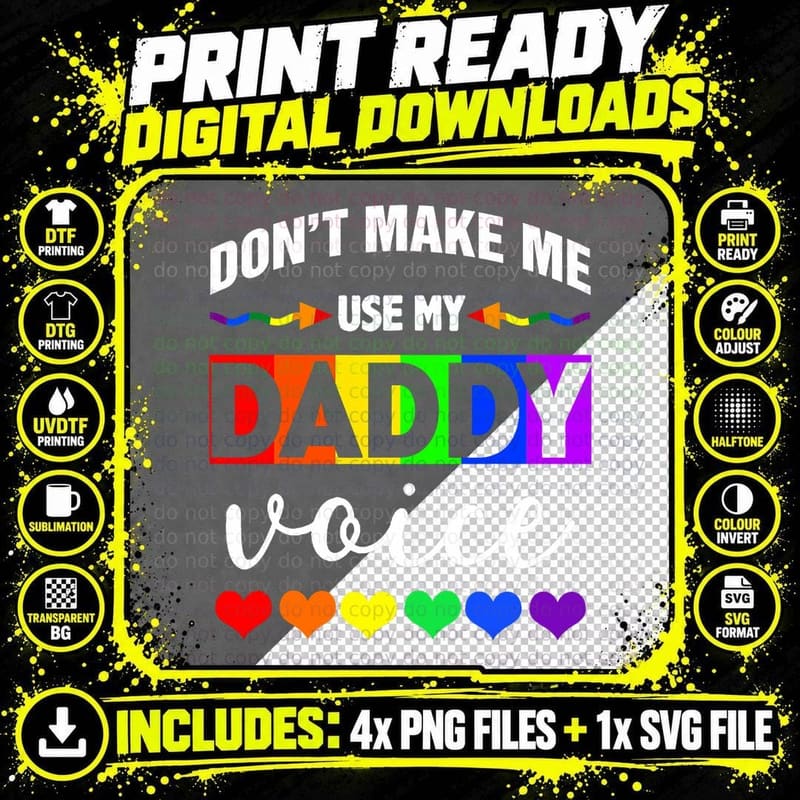 Don't Make Me Use My Daddy Voice Funny Gay Bear LGBT Png SVG Digital Bundle