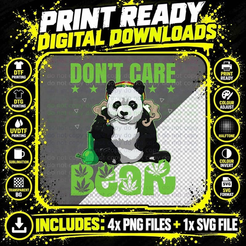 Don't Weed Bear Marijuana Pipe Cannabis Smoke Cool Weed Png SVG Digital Bundle