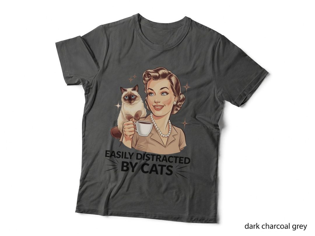 Easily Distracted by Cats Sarcastic Animal T-Shirt