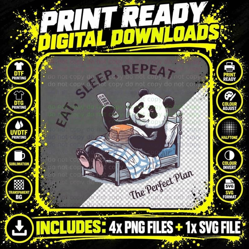 Eat Sleep Repeat the Perfect Plan Sarcastic Animal Png SVG Digital Bundle
