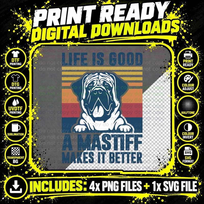 English Mastiff Gifts for Women Men Mastiff Dog Dad Dog Png SVG Digital Bundle