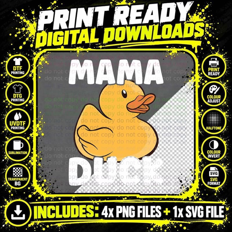 Farming Cute Bird Mom Duck Lover Mothers Day Mama Duck Png SVG Digital Bundle