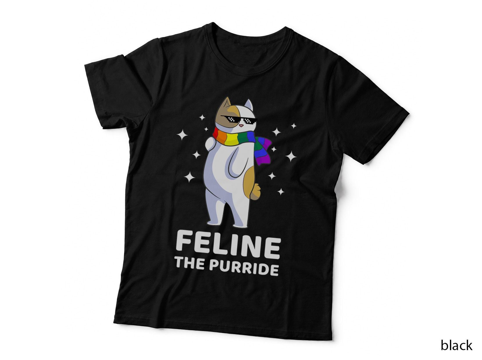 Feline the Purride LGBT Gay Pride Cat, LGBTQ+, Rainbow Colors T-Shirt