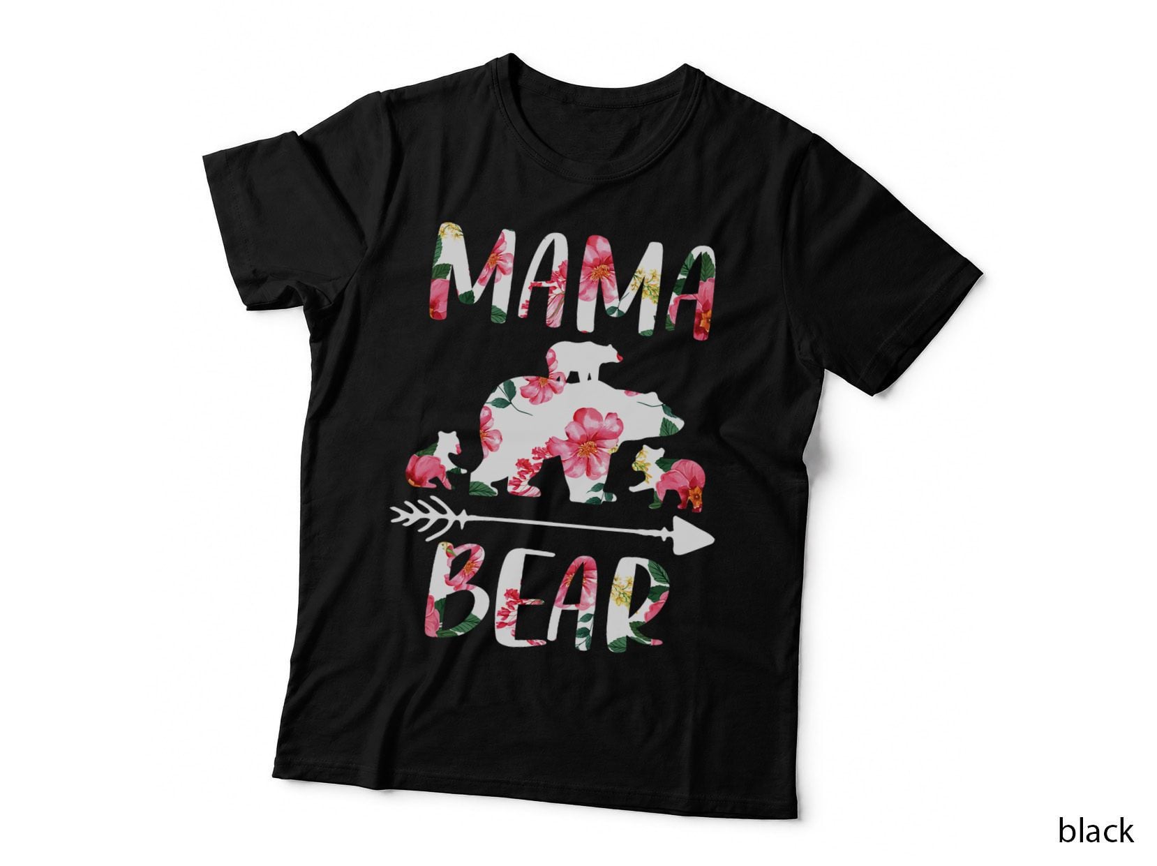 Floral Matching Family Outfits, Funny Mama Bear Three Cubs T-Shirt