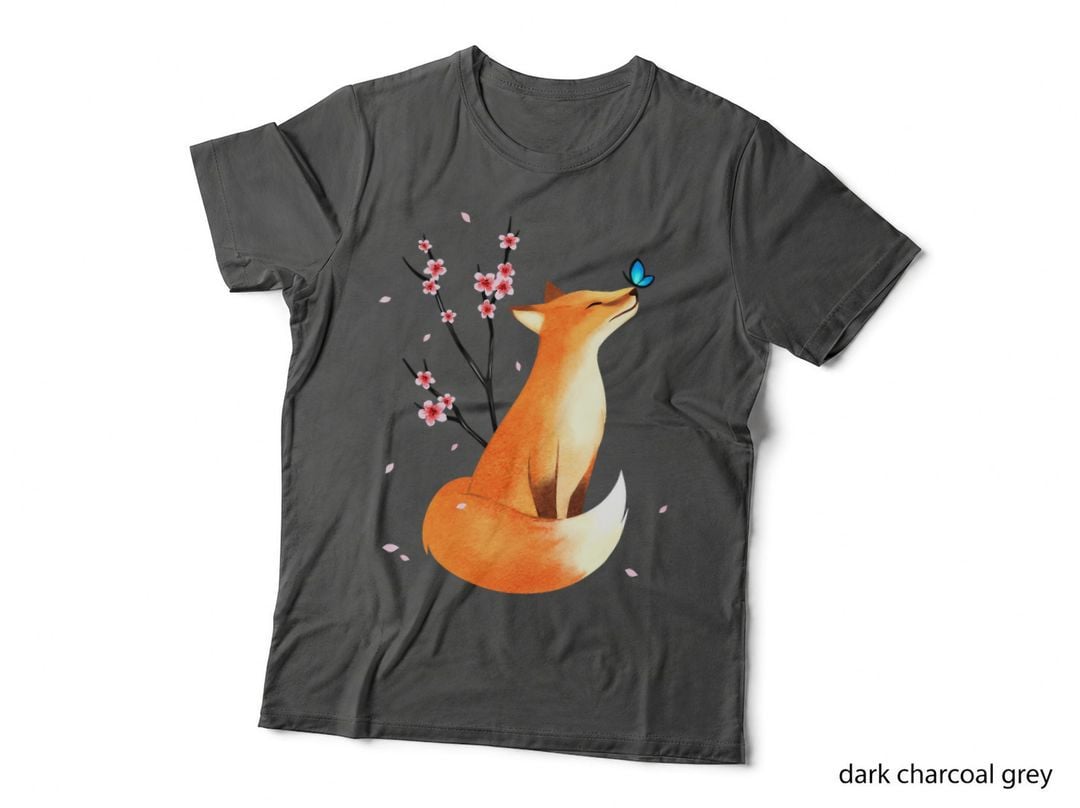 Fox Japanese Cherry Blossom Flower Vintage Gift, Spring, Nature T-Shirt