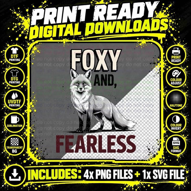 Foxy and Fearless Sarcastic Animal T-Shirt Png SVG Digital Bundle
