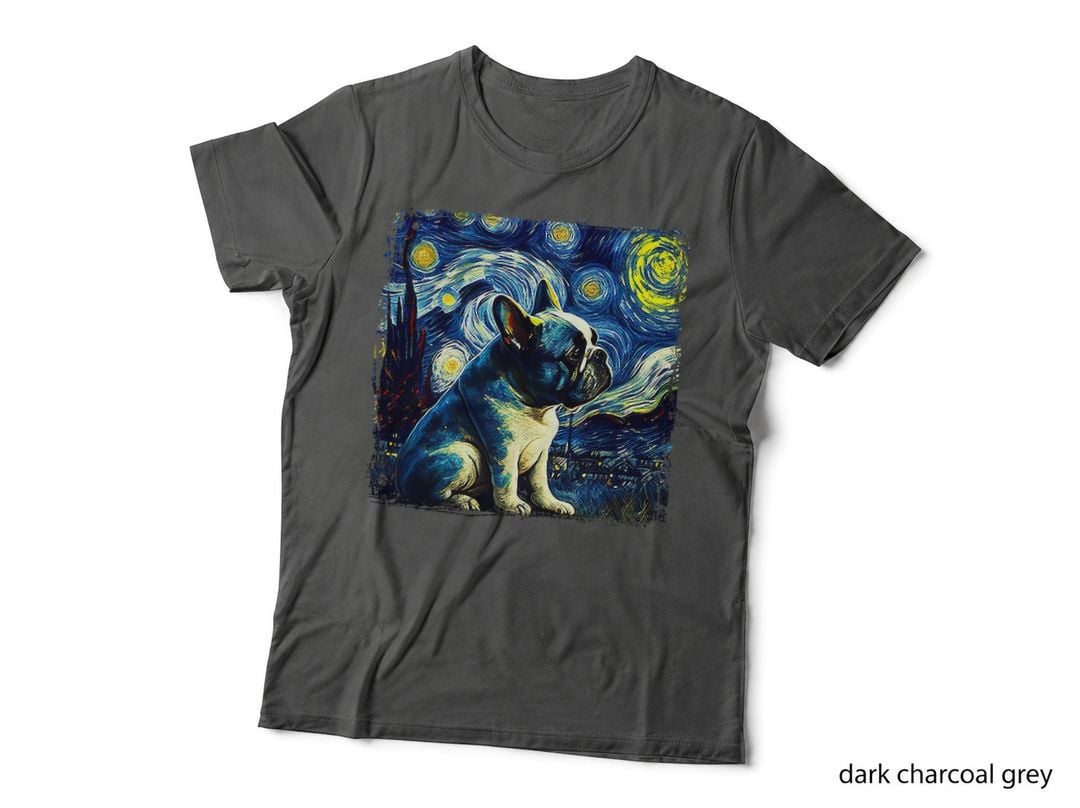 French Bulldog Starry Night Van Gogh Painting Art, Dog Lover Gift T-Shirt