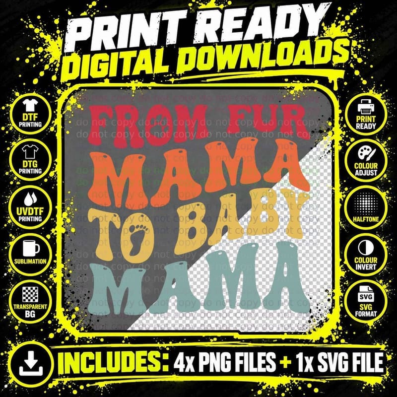 From Fur Mama to Baby Mama Dog Pregnancy, Pet Mom Png SVG Digital Bundle