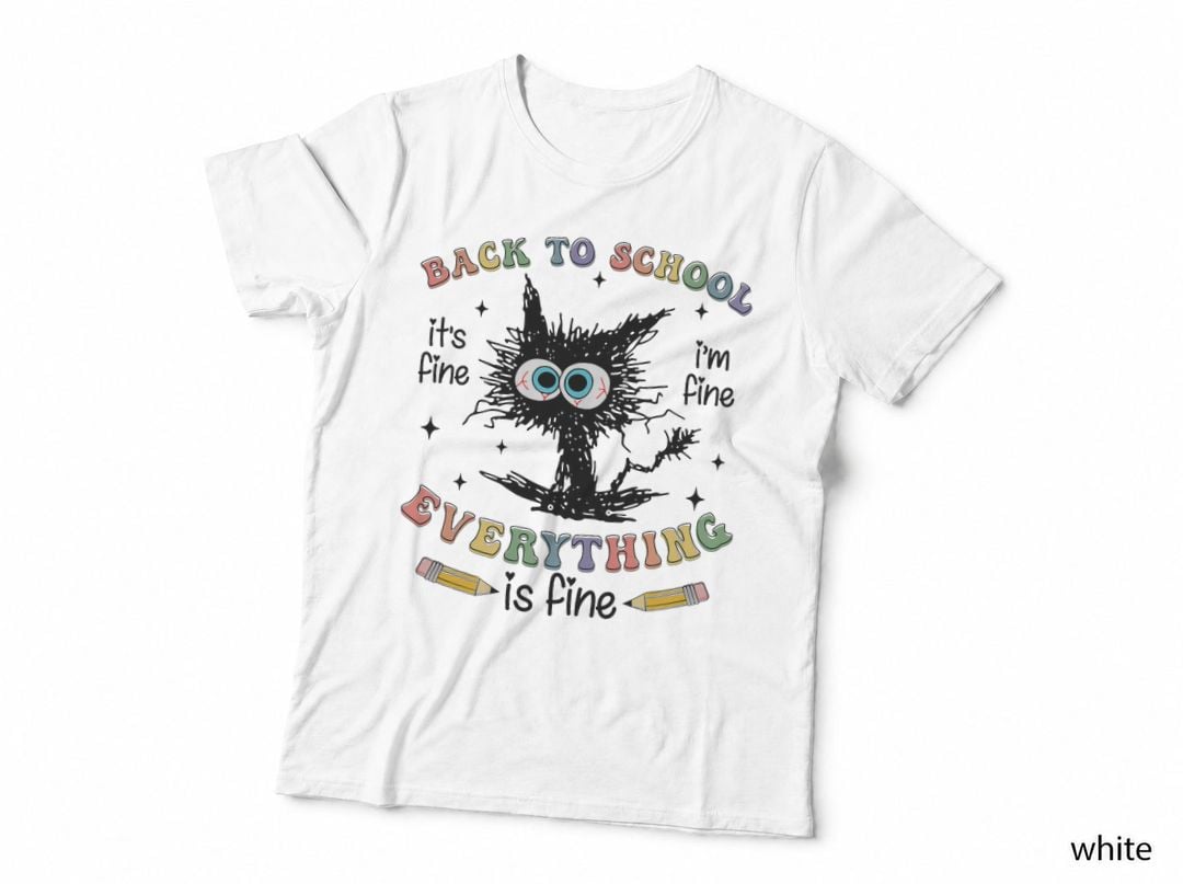 Funny Black Cat Back to School for Teachers Boys Girls Kids T-Shirt