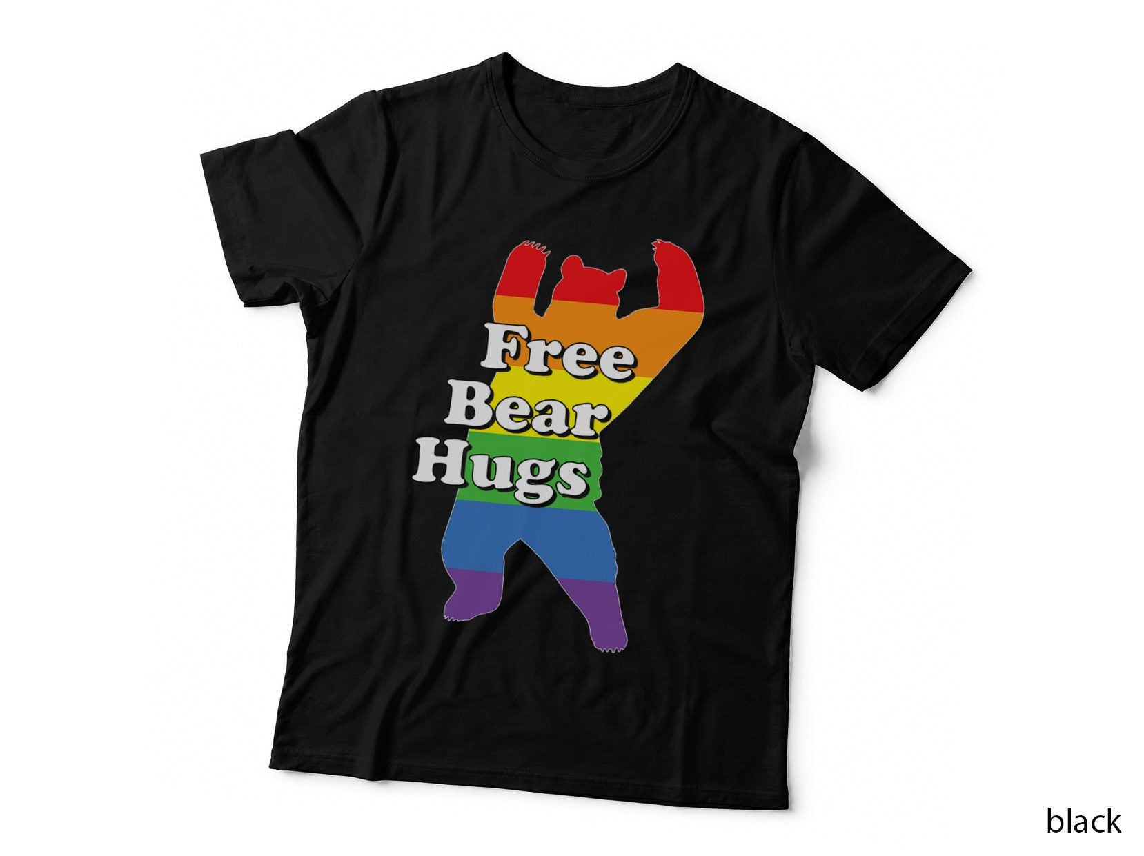 Funny Gay Pride Rainbow Flag Free Bear Hugs LGBTQ, LGBT Ally Gift T-Shirt