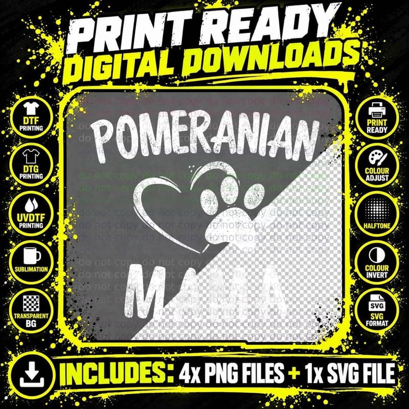 Funny Pomeranian Mama Gift Pet Lover Apparel Dog Pom Mom Png SVG Digital Bundle