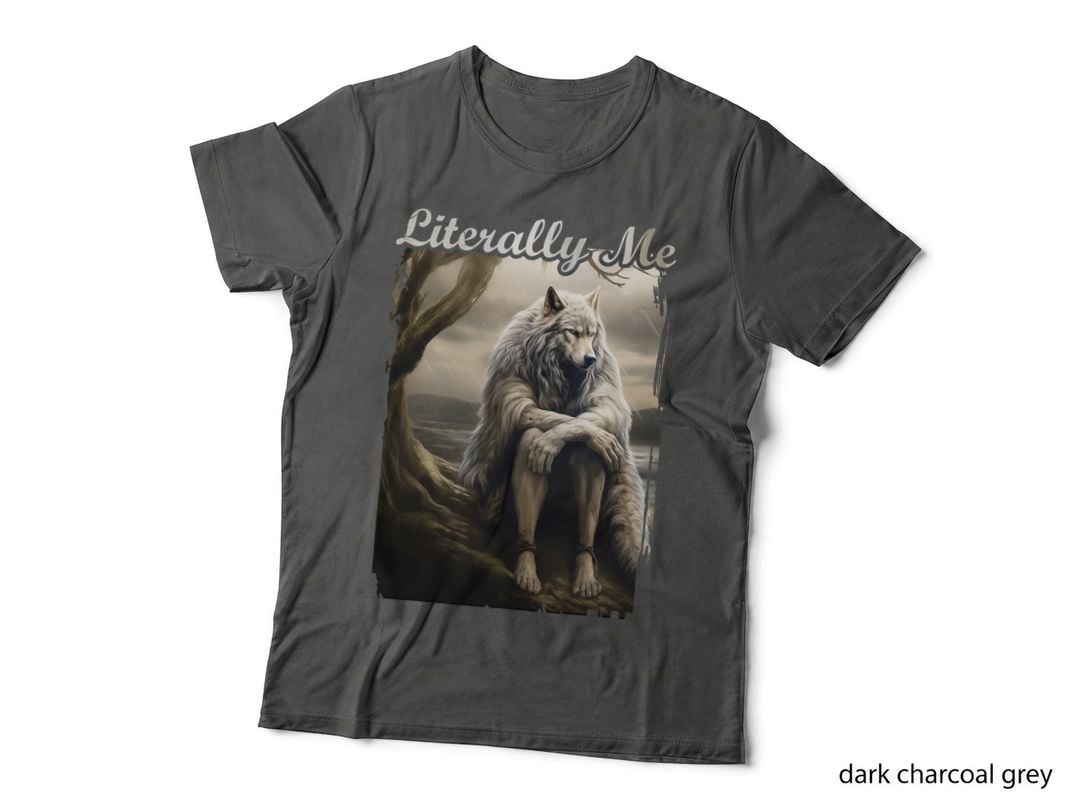 Funny Sitting Lone Wolf Literally Me Meme for Men Women T-Shirt
