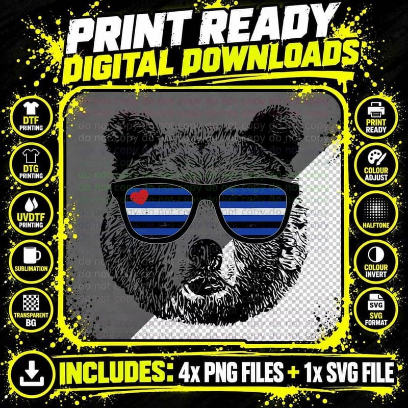 Gay Bear Leather Pride Flag Colors Distressed, LGBTQ+ Png SVG Digital Bundle