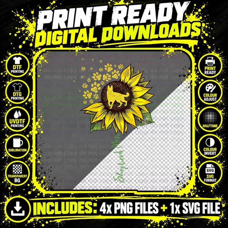 German Shepherd Mom Sunflower Shepherd Gifts Dog Mom Png SVG Digital Bundle