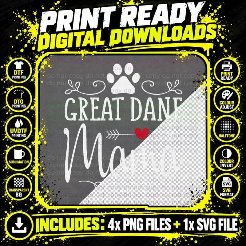 Great Dane Mama - Great Dane Mama Shirt Gift, Dog Mom Png SVG Digital Bundle
