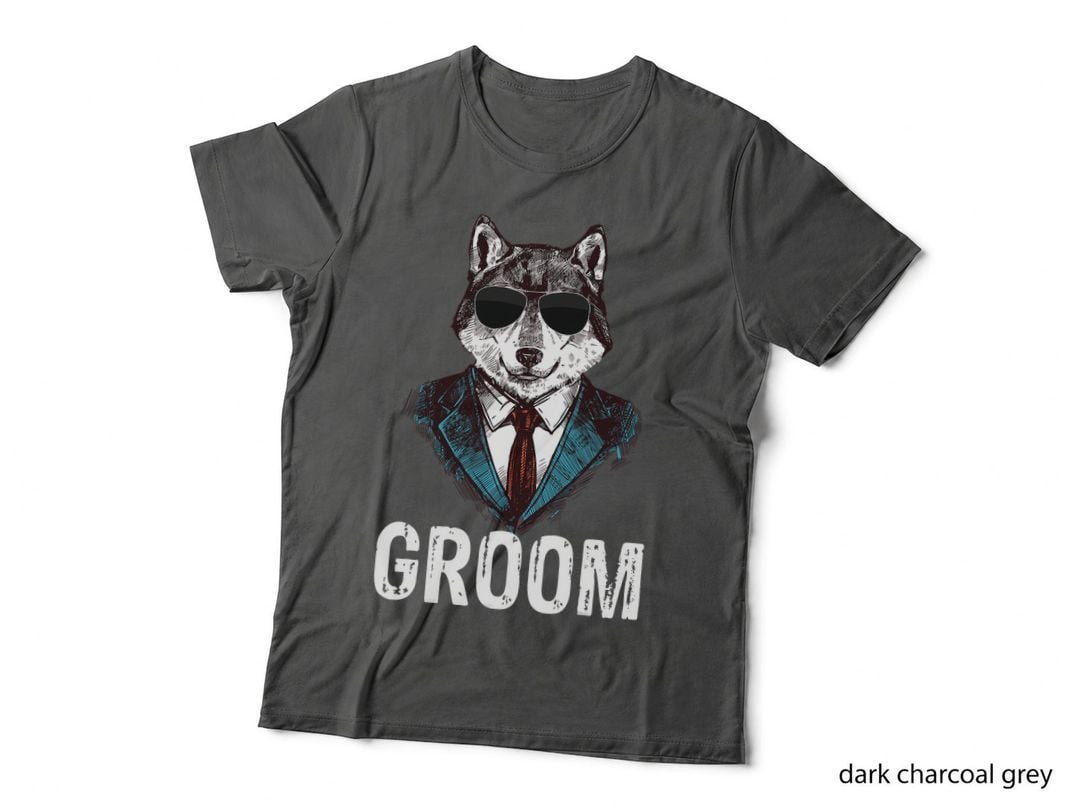 Grooms Wolf Bachelor Wedding Groomsmen Team Party, Men's, Custom T-Shirt