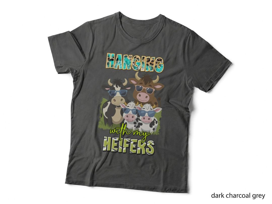 Hanging with My Heifers Highland Cow T-Shirt, Cool Cows in Sunglasses Graphic