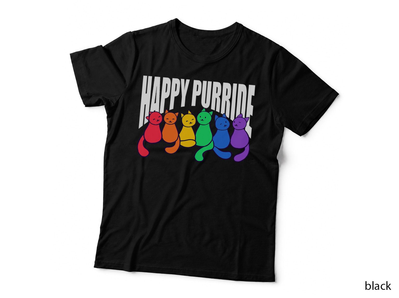Happy Pride Cat Lover Cute Kitten Rainbow LGBT-Q Pet Owner T-Shirt