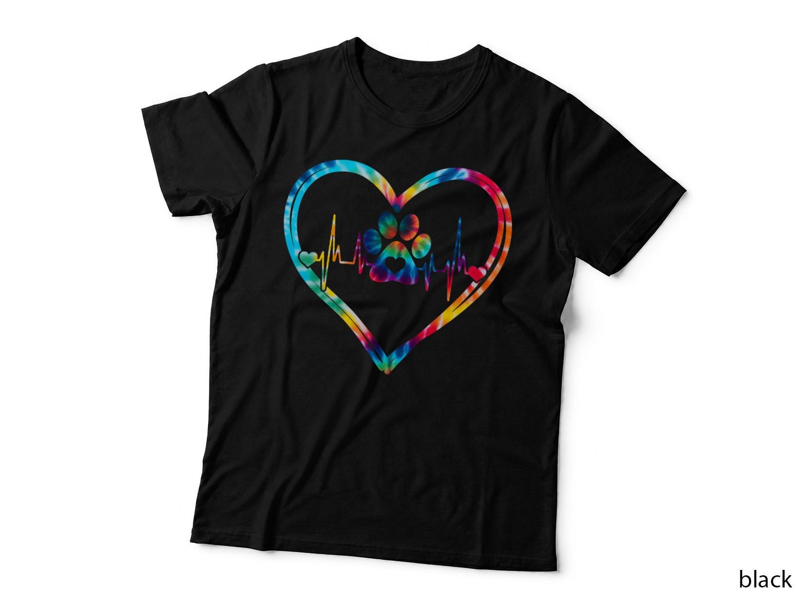 Heart Paw Print Dog Mom Dad Tie Dye Puppy Mother's Day Mama T-Shirt