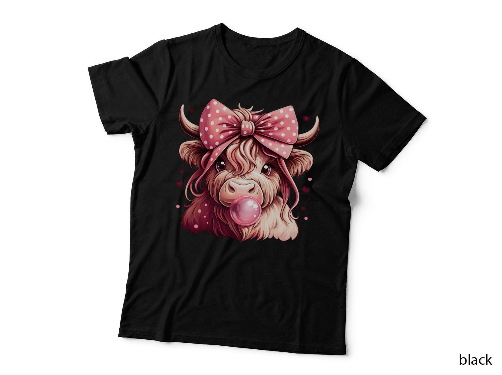 Highland Cow Bubblegum Bow Highland Cow T-Shirt, Highland Cow Graphic Tee