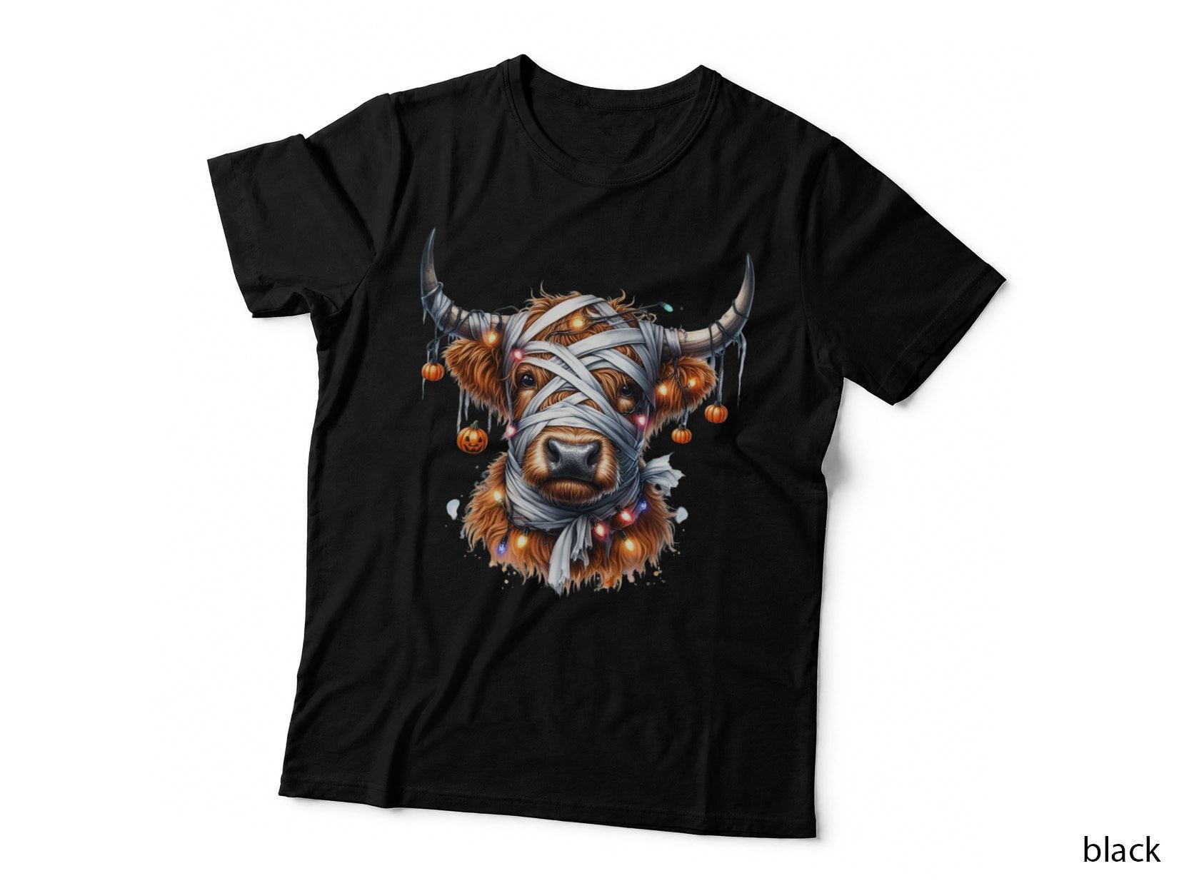 Highland Cow Wrapped in Lights Highland Cow T-Shirt, Highland Cow Graphic Tee