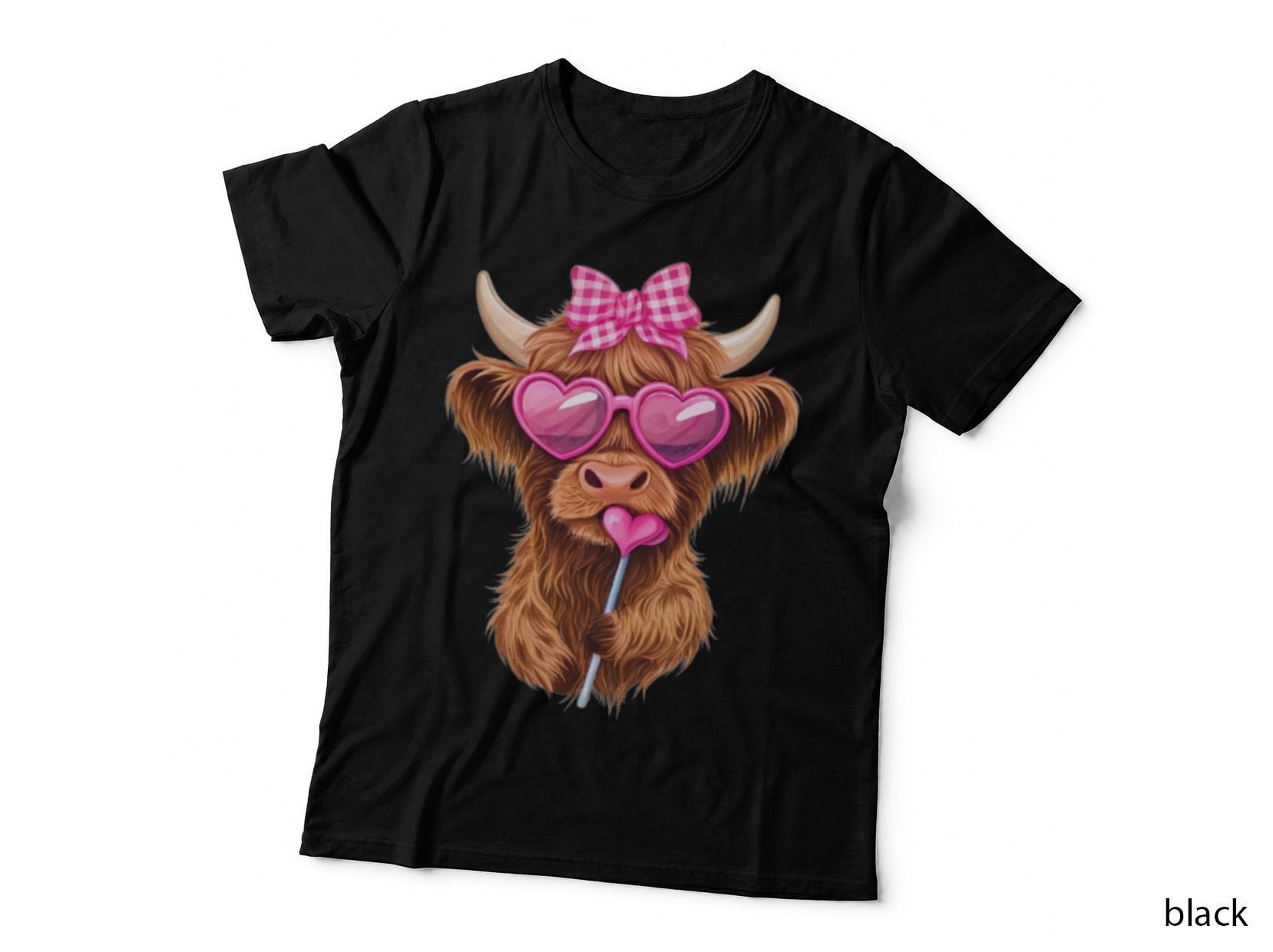 Highland Cow in Heart Sunglasses Highland Cow T-Shirt, Highland Cow Graphic Tee