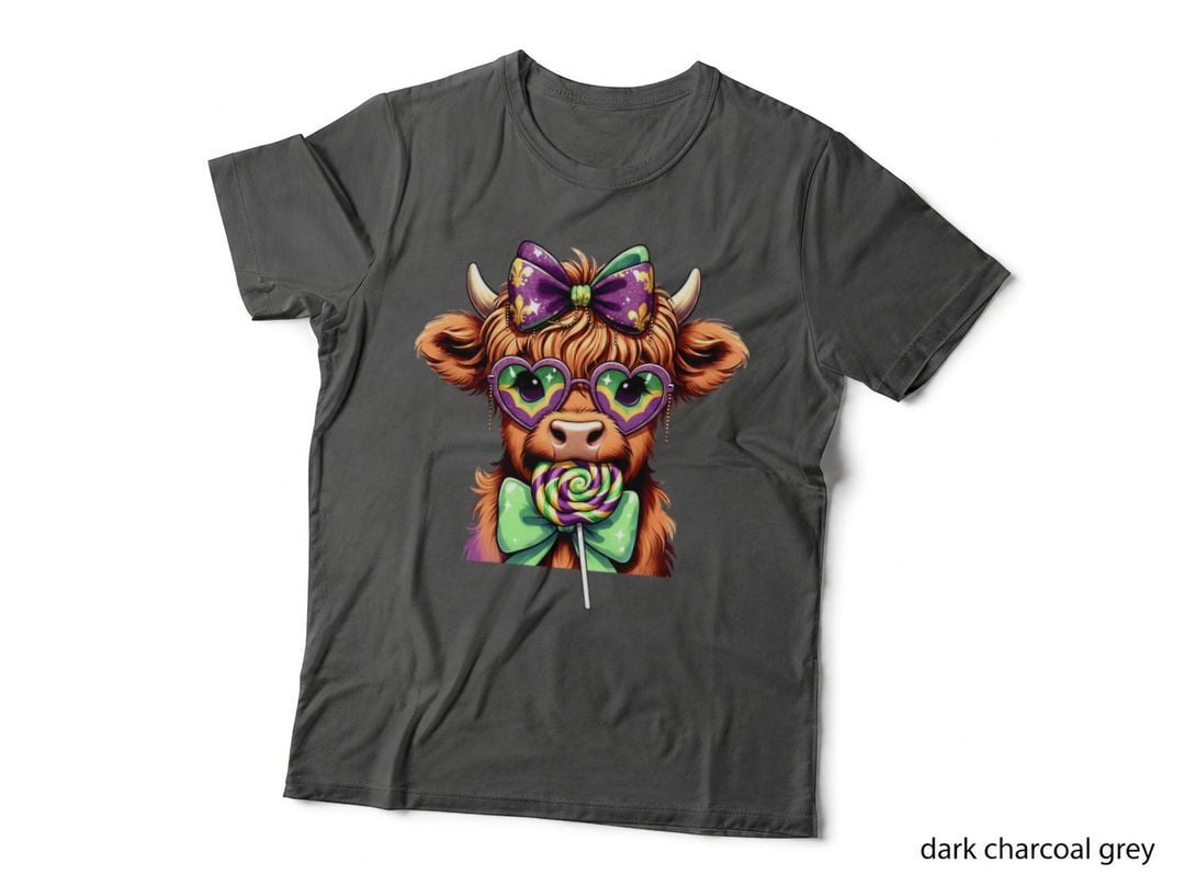 Highland Cow in Sunglasses with Lollipop Highland Cow T-Shirt
