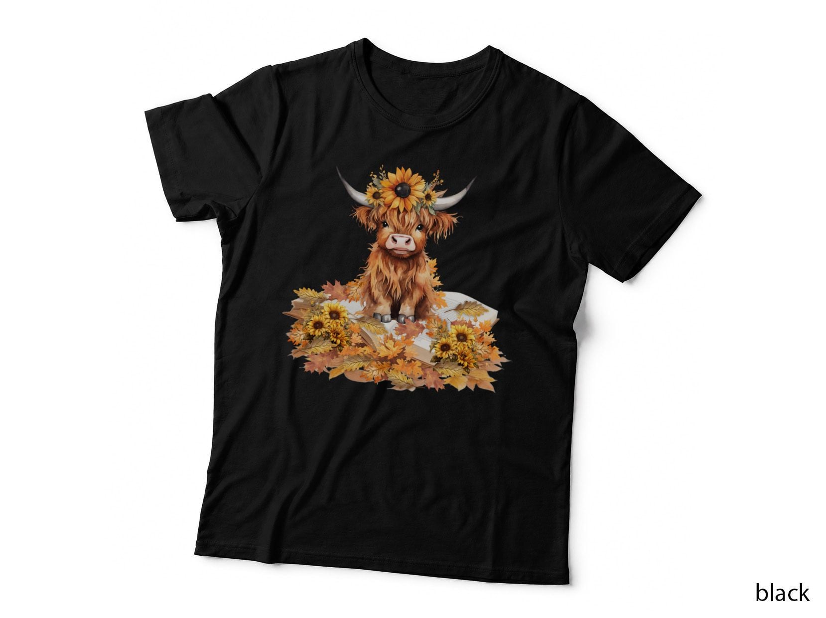 Highland Cow with Sunflowers Highland Cow T-Shirt, Highland Cow Graphic Tee
