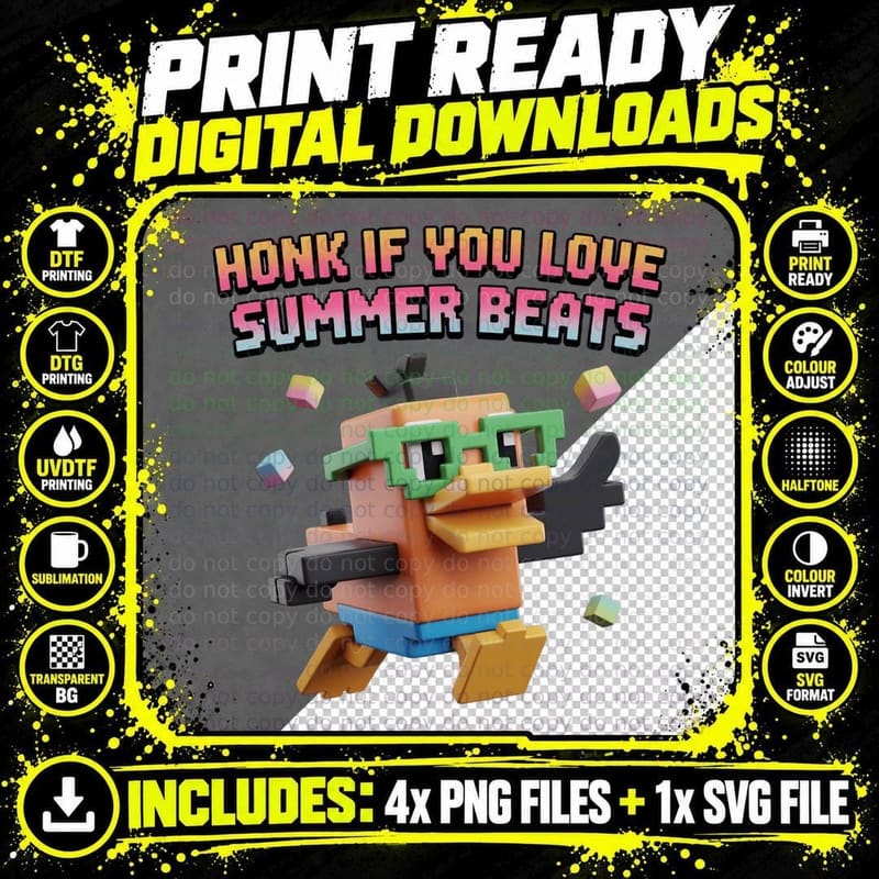 Honk If You Love Summer Beats Funny Goose T-Shirt Png SVG Digital Bundle