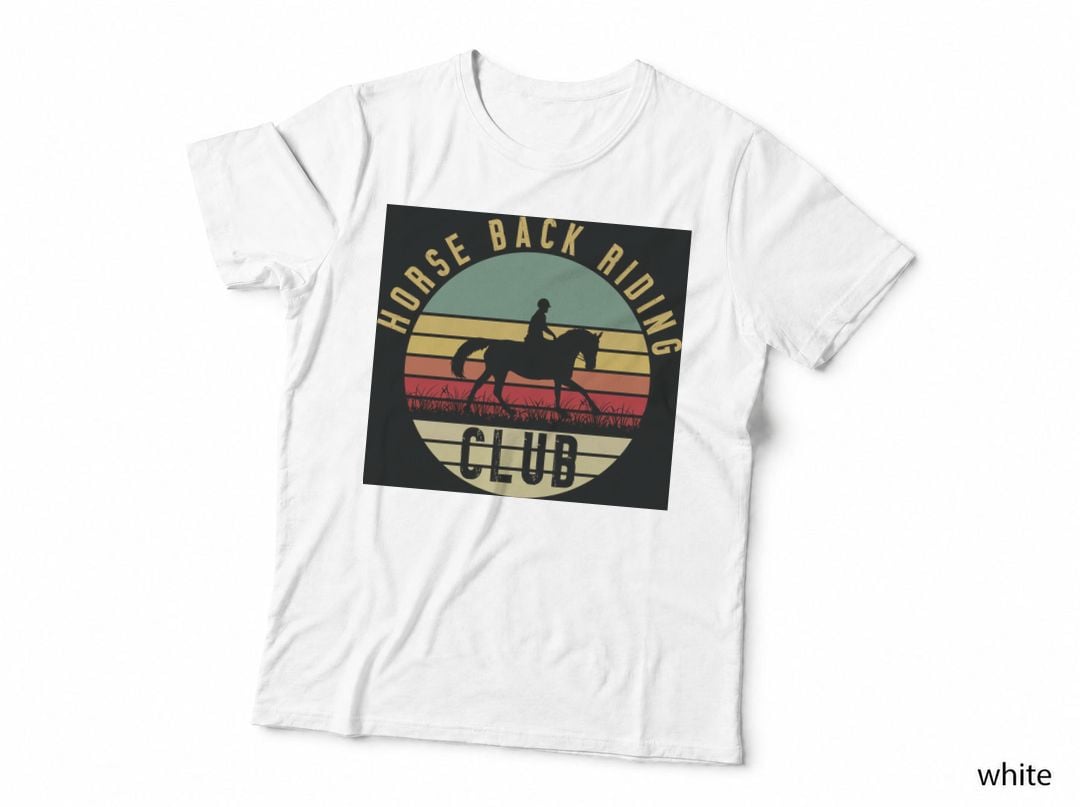 Horse Back Riding Club Horse T-Shirt, Horseback Rider Silhouette Sunset Graphic