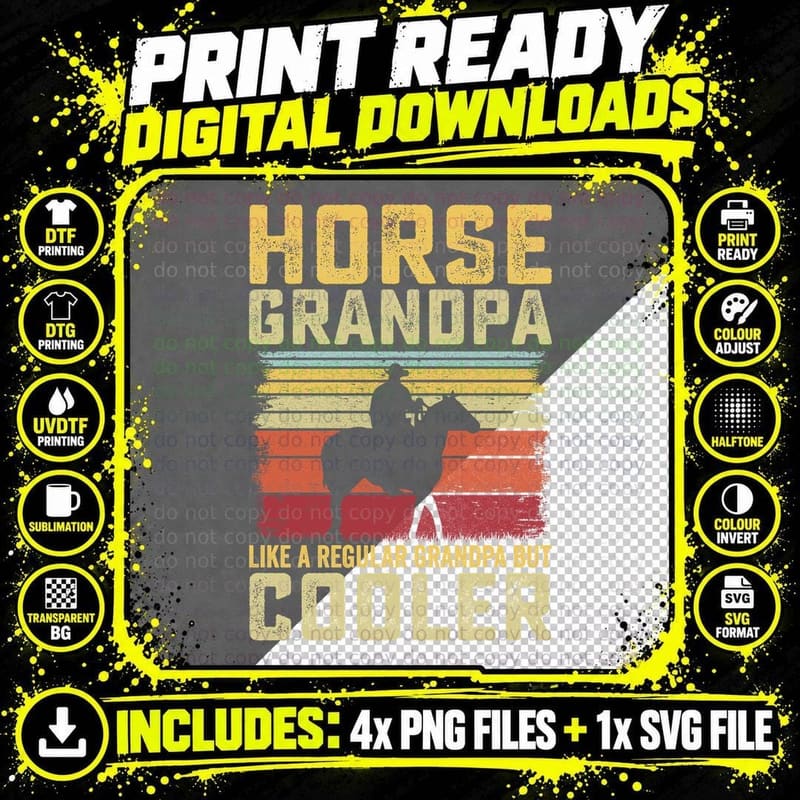 Horse Grandpa Like a Regular Grandpa but Cooler Horse Png SVG Digital Bundle