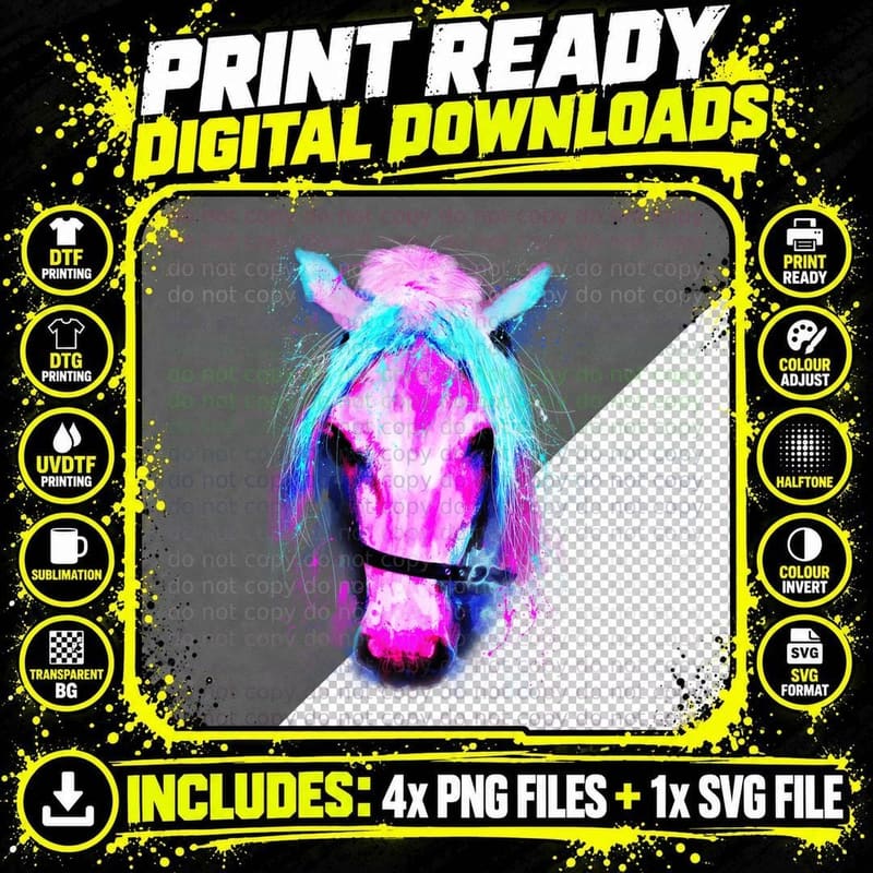 Horse Shirt, Pop Art Style, Colour Pop Art Png SVG Digital Bundle