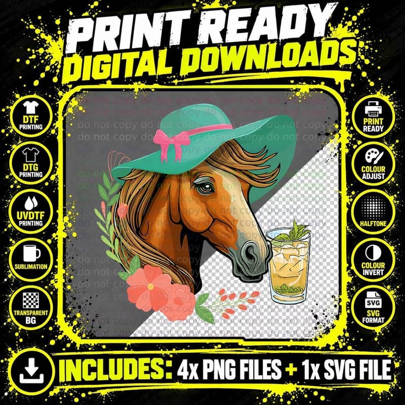 Horse Tea Party - Horses Horseman Equestrian Riding Png SVG Digital Bundle