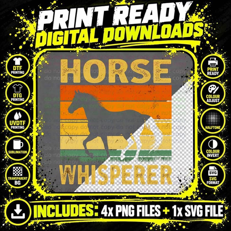 Horse Whisperer Horse T-Shirt, Horse Silhouette Against Png SVG Digital Bundle