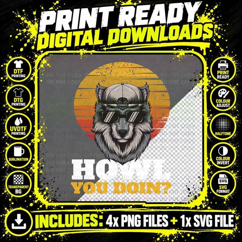 Howl You Doin I Wilderness Nature Wildlife Wolves Wolf Png SVG Digital Bundle