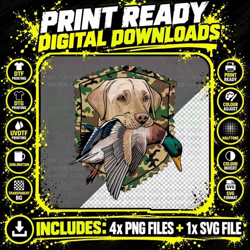 Hunting Dog Holding Duck Hunting T-Shirt Png SVG Digital Bundle