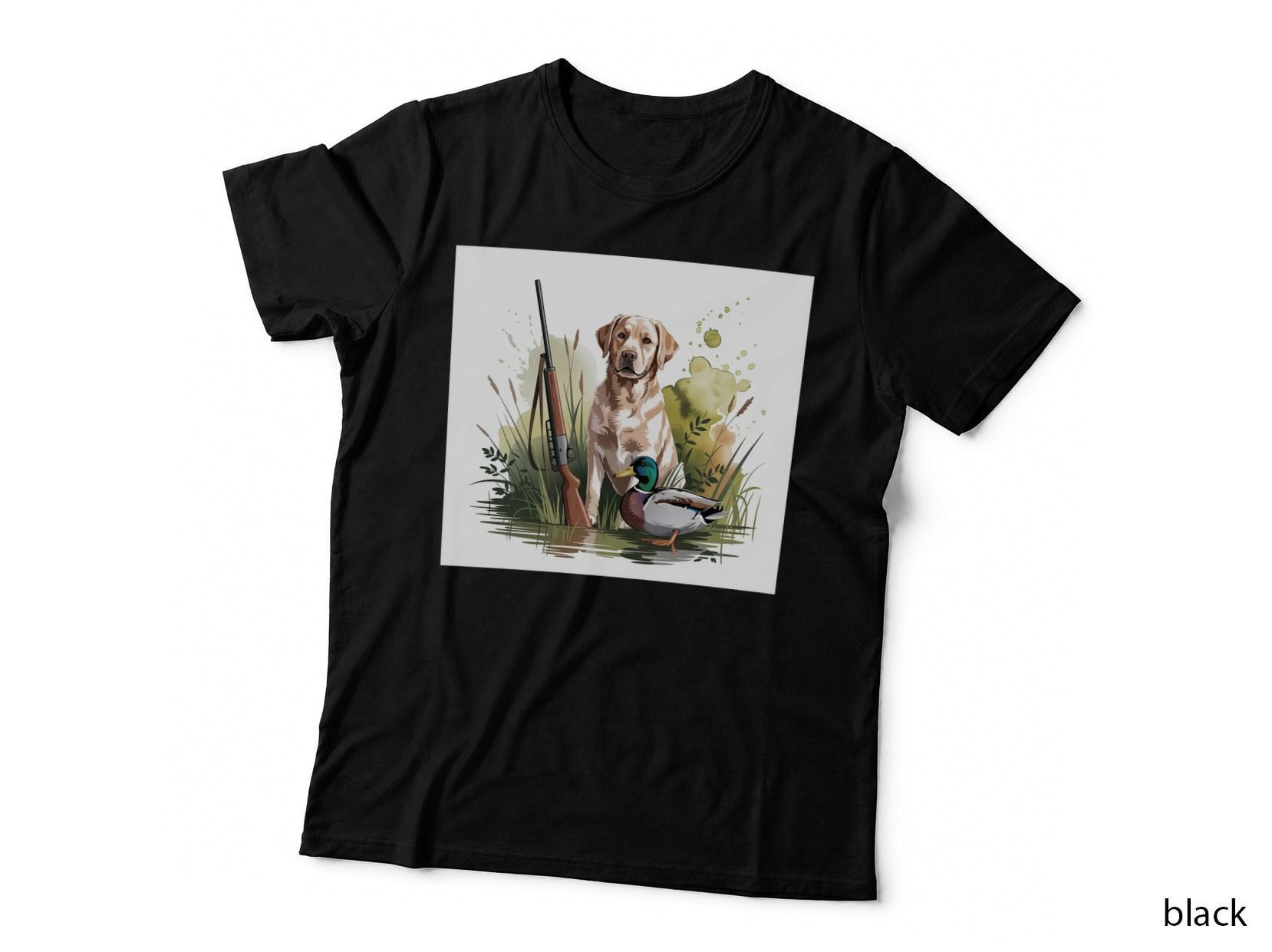 Hunting Dog with Duck in Marsh Hunting T-Shirt, Hunting Graphic Tee