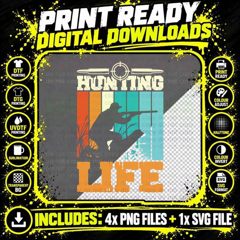 Hunting Life Hunting T-Shirt, Hunter Silhouette with Dog Png SVG Digital Bundle